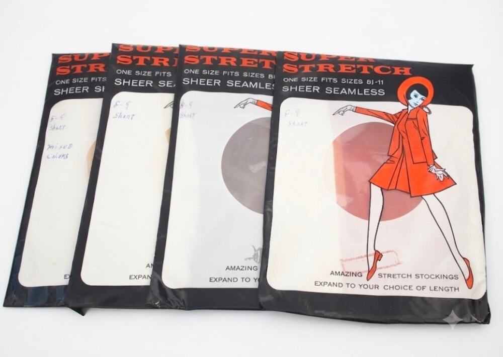 VTG Nylons Stockings Super Stretch Sheer Seamless Mixed Lot Never worn 8-9 Short
